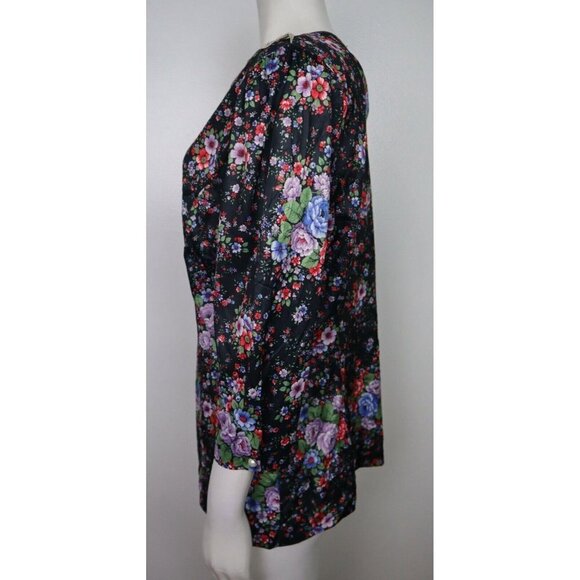 WOMEN'S VINTAGE FLORAL PRINT BLOUSE SHIRT - 1980s 80s - WHIRLAWAY FROCKS SIZE 12 - Picture 5 of 8